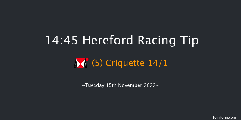 Hereford 14:45  Maiden Hurdle (Class 4) 20f Tue 8th Nov 2022