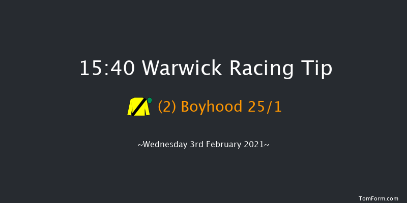 Visit racingtv.com Handicap Hurdle Warwick 15:40 Handicap Hurdle (Class 3) 26f Sat 16th Jan 2021